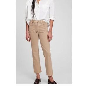 Gap High Rise Cheeky Straight Jeans with Washwell - Khaki tan